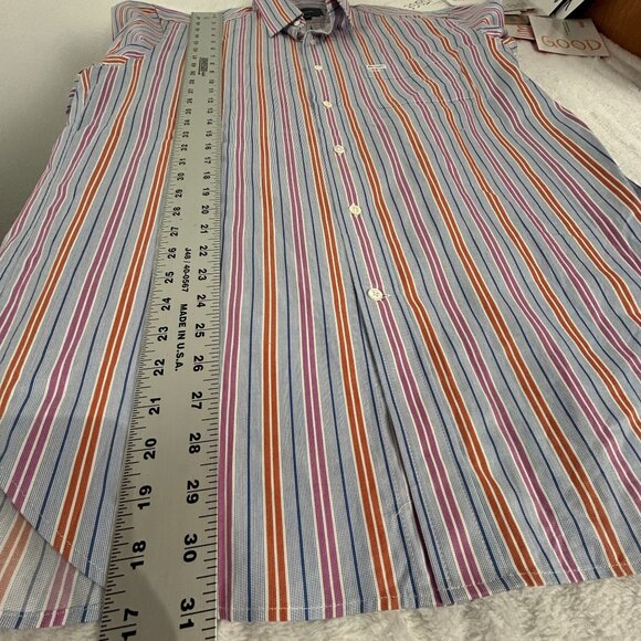 Faconnable Club Mens Long Sleeve Button-Up Shirt Large Multicolor Stripes Cotton - Picture 8 of 8